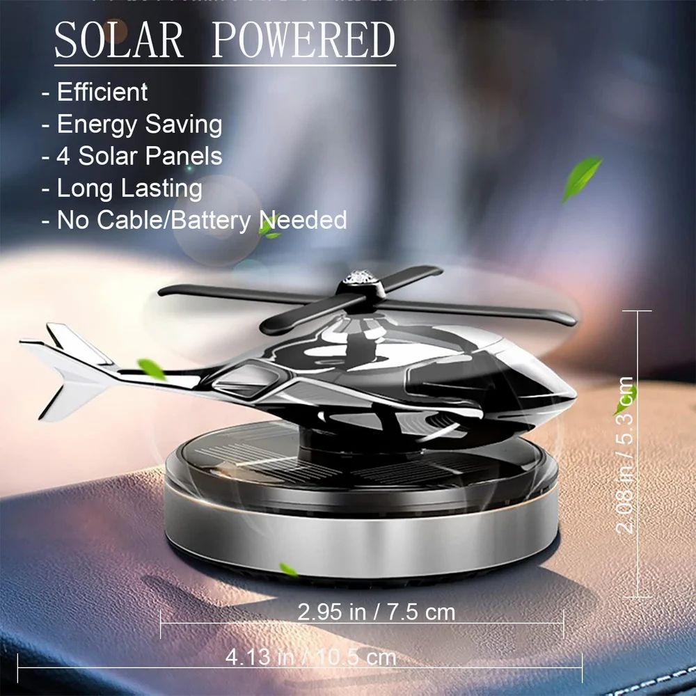 Solar-Powered Rotating Helicopter Car Air Freshener – Stylish Dashboard Perfume Diffuser