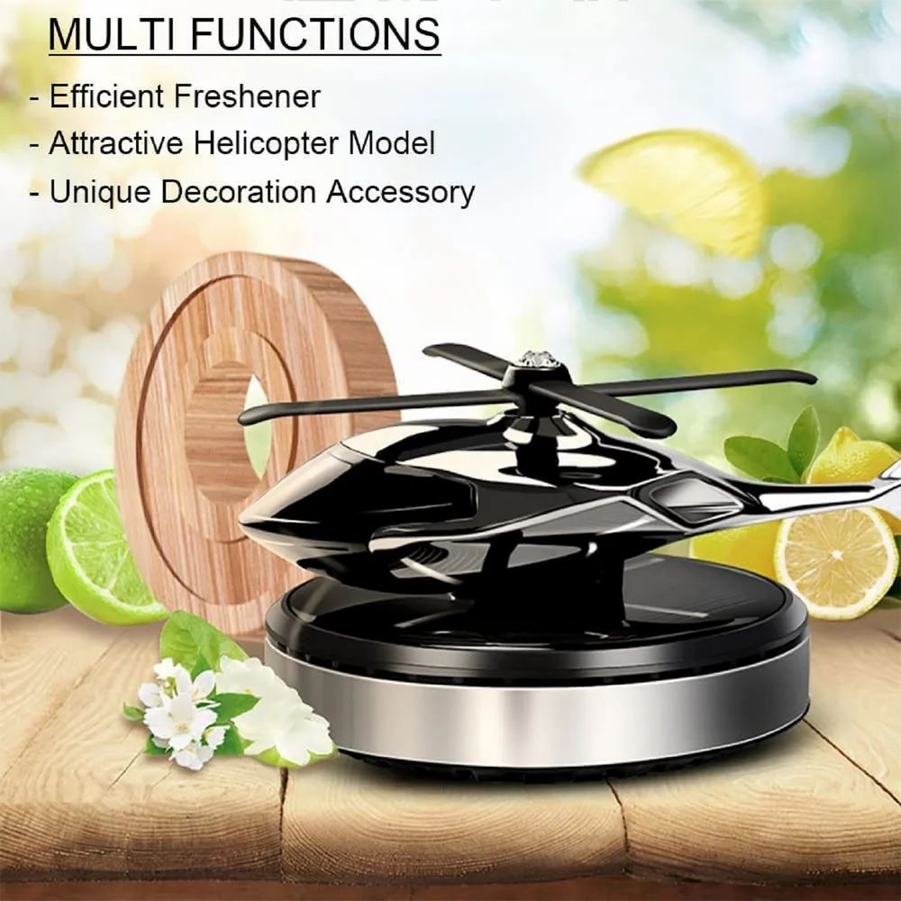 Solar-Powered Rotating Helicopter Car Air Freshener – Stylish Dashboard Perfume Diffuser